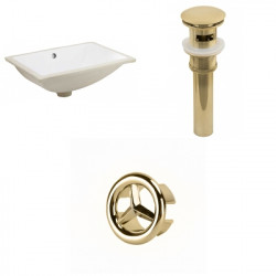 American Imaginations AI-20563 20.75-in. W Rectangle Undermount Sink Set In White - Gold Hardware - Overflow Drain Incl.