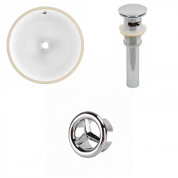 American Imaginations AI-20565 16.5-in. W Round Undermount Sink Set In White - Chrome Hardware - Overflow Drain Incl.