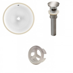 American Imaginations AI-20568 16.5-in. W Round Undermount Sink Set In White - Brushed Nickel Hardware - Overflow Drain Incl.