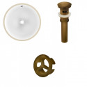 American Imaginations AI-20569 16.5-in. W Round Undermount Sink Set In White - Antique Brass Hardware - Overflow Drain Incl.