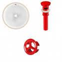 American Imaginations AI-20570 16.5-in. W Round Undermount Sink Set In White - Red Hardware - Overflow Drain Incl.