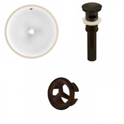American Imaginations AI-20572 16.5-in. W Round Undermount Sink Set In White - Oil Rubbed Bronze Hardware - Overflow Drain Incl.