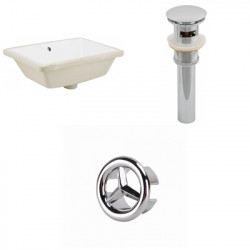 American Imaginations AI-20573 18.25-in. W Rectangle Undermount Sink Set In White - Chrome Hardware - Overflow Drain Incl.