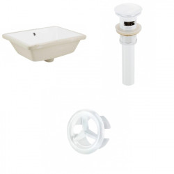 American Imaginations AI-20575 18.25-in. W Rectangle Undermount Sink Set In White - White Hardware - Overflow Drain Incl.