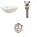 American Imaginations AI-20576 18.25-in. W Rectangle Undermount Sink Set In White - Brushed Nickel Hardware - Overflow Drain Incl.