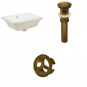 American Imaginations AI-20577 18.25-in. W Rectangle Undermount Sink Set In White - Antique Brass Hardware - Overflow Drain Incl.
