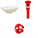 American Imaginations AI-20578 18.25-in. W Rectangle Undermount Sink Set In White - Red Hardware - Overflow Drain Incl.