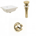 American Imaginations AI-20579 18.25-in. W Rectangle Undermount Sink Set In White - Gold Hardware - Overflow Drain Incl.
