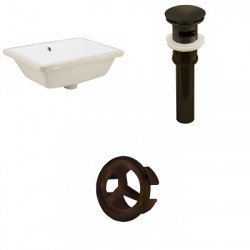 American Imaginations AI-20580 18.25-in. W Rectangle Undermount Sink Set In White - Oil Rubbed Bronze Hardware - Overflow Drain Incl.