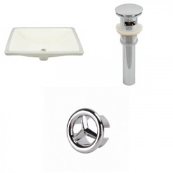 American Imaginations AI-20581 20.75-in. W Rectangle Undermount Sink Set In Biscuit - Chrome Hardware - Overflow Drain Incl.