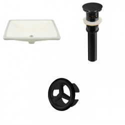 American Imaginations AI-20582 20.75-in. W Rectangle Undermount Sink Set In Biscuit - Black Hardware - Overflow Drain Incl.