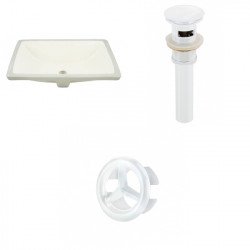 American Imaginations AI-20583 20.75-in. W Rectangle Undermount Sink Set In Biscuit - White Hardware - Overflow Drain Incl.