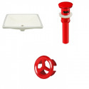 American Imaginations AI-20586 20.75-in. W Rectangle Undermount Sink Set In Biscuit - Red Hardware - Overflow Drain Incl.
