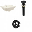 American Imaginations AI-20590 18.25-in. W Rectangle Undermount Sink Set In Biscuit - Black Hardware - Overflow Drain Incl.