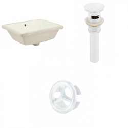 American Imaginations AI-20591 18.25-in. W Rectangle Undermount Sink Set In Biscuit - White Hardware - Overflow Drain Incl.