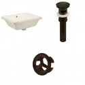 American Imaginations AI-20596 18.25-in. W Rectangle Undermount Sink Set In Biscuit - Oil Rubbed Bronze Hardware - Overflow Drain Incl.