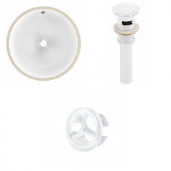 American Imaginations AI-20599 15.25-in. W Round Undermount Sink Set In White - White Hardware - Overflow Drain Incl.
