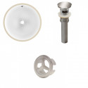 American Imaginations AI-20600 15.25-in. W Round Undermount Sink Set In White - Brushed Nickel Hardware - Overflow Drain Incl.