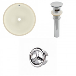 American Imaginations AI-20605 16-in. W Round Undermount Sink Set In Biscuit - Chrome Hardware - Overflow Drain Incl.