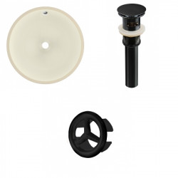 American Imaginations AI-20606 16-in. W Round Undermount Sink Set In Biscuit - Black Hardware - Overflow Drain Incl.
