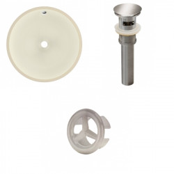 American Imaginations AI-20608 16-in. W Round Undermount Sink Set In Biscuit - Brushed Nickel Hardware - Overflow Drain Incl.