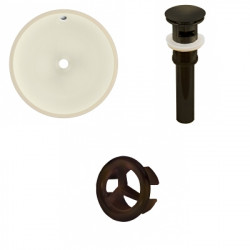 American Imaginations AI-20612 16-in. W Round Undermount Sink Set In Biscuit - Oil Rubbed Bronze Hardware - Overflow Drain Incl.