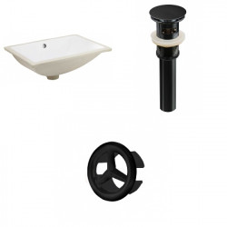 American Imaginations AI-20614 18.25-in. W CUPC Rectangle Undermount Sink Set In White - Black Hardware - Overflow Drain Incl.