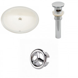 American Imaginations AI-20629 19.5-in. W CUPC Oval Undermount Sink Set In Biscuit - Chrome Hardware - Overflow Drain Incl.
