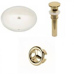 American Imaginations AI-20635 19.5-in. W CUPC Oval Undermount Sink Set In Biscuit - Gold Hardware - Overflow Drain Incl.