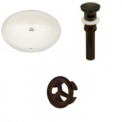 American Imaginations AI-20636 19.5-in. W CUPC Oval Undermount Sink Set In Biscuit - Oil Rubbed Bronze Hardware - Overflow Drain Incl.