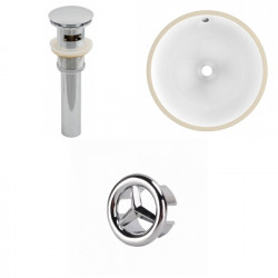American Imaginations AI-20653 15-in. W CSA Round Undermount Sink Set In White - Chrome Hardware - Overflow Drain Incl.