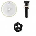 American Imaginations AI-20654 15-in. W CSA Round Undermount Sink Set In White - Black Hardware - Overflow Drain Incl.