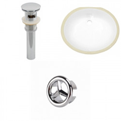 American Imaginations AI-20661 18.25-in. W CSA Oval Undermount Sink Set In White - Chrome Hardware - Overflow Drain Incl.