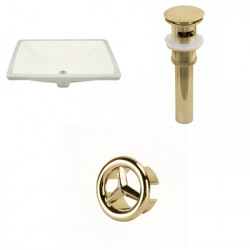 American Imaginations AI-20683 20.75-in. W CSA Rectangle Undermount Sink Set In Biscuit - Gold Hardware - Overflow Drain Incl.