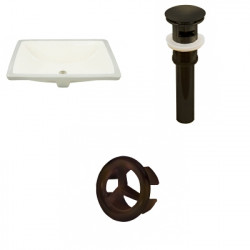 American Imaginations AI-20684 20.75-in. W CSA Rectangle Undermount Sink Set In Biscuit - Oil Rubbed Bronze Hardware - Overflow Drain Incl.