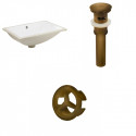 American Imaginations AI-20689 20.75-in. W CSA Rectangle Undermount Sink Set In White - Antique Brass Hardware - Overflow Drain Incl.