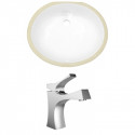 American Imaginations AI-22673 19.5-in. W Oval Undermount Sink Set In White - Chrome Hardware With 1 Hole CUPC Faucet