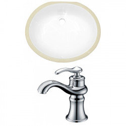 American Imaginations AI-22675 19.5-in. W Oval Undermount Sink Set In White - Chrome Hardware With 1 Hole CUPC Faucet