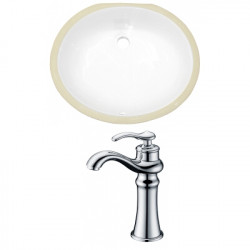 American Imaginations AI-22676 19.5-in. W Oval Undermount Sink Set In White - Chrome Hardware With Deck Mount CUPC Faucet