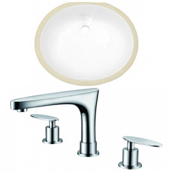 American Imaginations AI-22679 19.5-in. W Oval Undermount Sink Set In White - Chrome Hardware With 3H8-in. CUPC Faucet