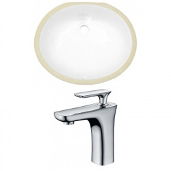 American Imaginations AI-22680 19.5-in. W Oval Undermount Sink Set In White - Chrome Hardware With 1 Hole CUPC Faucet