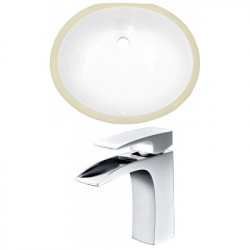 American Imaginations AI-22681 19.5-in. W Oval Undermount Sink Set In White - Chrome Hardware With 1 Hole CUPC Faucet