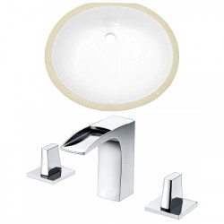 American Imaginations AI-22682 19.5-in. W Oval Undermount Sink Set In White - Chrome Hardware With 3H8-in. CUPC Faucet