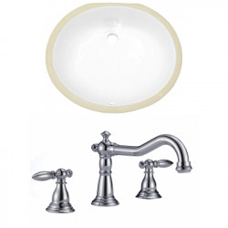 American Imaginations AI-22687 19.5-in. W Oval Undermount Sink Set In White - Chrome Hardware With 3H8-in. CUPC Faucet
