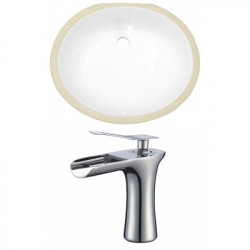 American Imaginations AI-22689 19.5-in. W Oval Undermount Sink Set In White - Chrome Hardware With 1 Hole CUPC Faucet