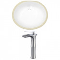 American Imaginations AI-22690 19.5-in. W Oval Undermount Sink Set In White - Chrome Hardware With Deck Mount CUPC Faucet