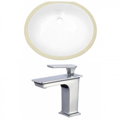 American Imaginations AI-22691 19.5-in. W Oval Undermount Sink Set In White - Chrome Hardware With 1 Hole CUPC Faucet