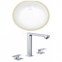 American Imaginations AI-22694 19.5-in. W Oval Undermount Sink Set In White - Chrome Hardware With 3H8-in. CUPC Faucet
