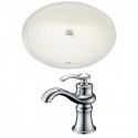 American Imaginations AI-22697 19.75-in. W Oval Undermount Sink Set In Biscuit - Chrome Hardware With 1 Hole CUPC Faucet