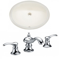 American Imaginations AI-22699 19.75-in. W Oval Undermount Sink Set In Biscuit - Chrome Hardware With 3H8-in. CUPC Faucet